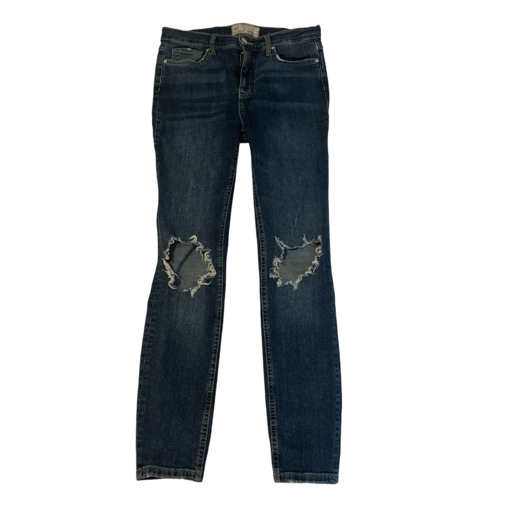Free People Distressed Open Knee Medium Wash Skinny Jeans - Size 29